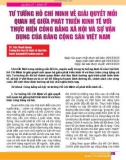 Tư tưởng Hồ Chí Minh về giải quyết mối quan hệ giữa phát triển kinh tế với thực hiện công bằng xã hội và sự vận dụng của Đảng Cộng sản Việt Nam