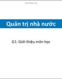 Bài giảng Quản trị nhà nước: Giới thiệu môn học