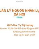 Quản lý nguồn nhân lực xã hội - TS Tạ Thị Hương