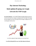 Học Internet Marketing: Kinh nghiệm để quảng cáo Google Adwords lên TOP Google