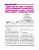 nghiên cứu các nhân tố tác động đến giá trị khách hàng cảm nhận của các nhà bán lẻ trực tuyến nhỏ trên fac trên địa bàn Hà Nội
