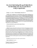 Các yếu tố ảnh hưởng đến quyết định đầu tư vào tỉnh Hưng Yên của các nhà đầu tư trong và ngoài nước