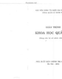 Giáo trình Khoa học quản lý (Dùng cho hệ cử nhân chính trị)