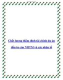 Chất lượng thẩm định tài chính dự án đầu tư của NHTM và các nhân tố