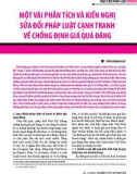 Một vài phân tích và kiến nghị sửa đổi pháp luật cạnh tranh về chống định giá quá đáng