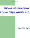 Bài giảng Thống kê ứng dụng trong quản trị & nghiên cứu kinh tế - Đinh Thái Hoàng