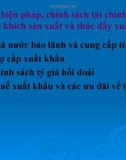 Các biện pháp, chính sách tài chính nhằm khuyến khích sản xuất và thúc đẩy xuất khẩu