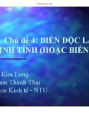 Bài giảng Phân tích dữ liệu nghiên cứu: Chủ đề 4 - Lê Kim Long và Phạm Thành Thái