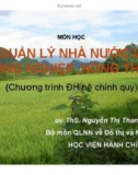 Bài giảng Quản lý nhà nước về nông nghiệp, nông thôn: Chương I - ThS. Nguyễn Thị Thanh Thủy