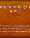 Bài giảng Kỹ năng ban hành quyết định quản lý - TS. Võ Văn Tuyển