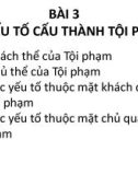 Bài giảng Luật Hình sự Việt Nam - Bài 3: Các yếu tố cấu thành tội phạm