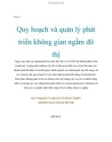 Quy hoạch và quản lý phát triển không gian ngầm đô thị P1.