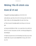 Những Yếu tố chính của Kinh tế Vĩ mô