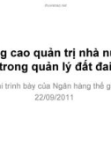 Bài giảng Nâng cao quản trị Nhà nước trong quản lý đất đai