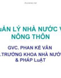 QuẢN LÝ NHÀ NƯỚC VỀ NÔNG THÔN - GVC. PHAN KẾ VÂN