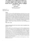 Tác động của chính sách bảo vệ và phát triển đất trồng lúa đến năng suất lao động nông nghiệp ở Việt Nam