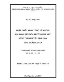 Luận văn Thạc sĩ Kinh tế: Phát triển kinh tế hộ và những tác động đến môi trường khu vực nông thôn huyện Định Hóa tỉnh Thái Nguyên