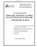 Báo cáo thực tập nhận thức: Công việc tín dụng cá nhân tại ngân hàng quân đội - Chi nhánh TP. Hồ Chí Minh