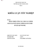 Khóa luận tốt nghiệp: Hoàn thiện công tác cho vay chính sách tại Ngân hàng Chính sách xã hội huyện Quỳnh Phụ