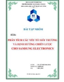 Bài tập nhóm: Phân tích các yếu tố môi trường và định hướng chiến lược cho Samsung Electronics