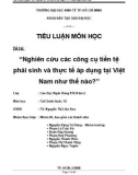 Tiểu luận: Nghiên cứu các công cụ tiền tệ phái sinh và thực tế áp dụng tại Việt Nam như thế nào?