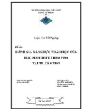 Luận văn tốt nghiệp: Đánh giá năng lực toán học của học sinh THPT theo PISA tại TP. Cần Thơ