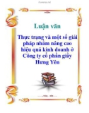 Luận văn: Thực trạng và một số giải pháp nhằm nâng cao hiệu quả kinh doanh ở Công ty cổ phần giầy Hưng Yên