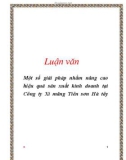 Luận văn: Một số giải pháp nhằm nâng cao hiệu quả sản xuất kinh doanh tại Công ty Xi măng Tiên sơn Hà tây