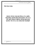 Bài thảo luận: Phân tích ảnh hưởng của môi trường kinh doanh quốc tế của Mỹ đến hoạt động kinh doanh quốc tế của các doanh nghiệp