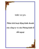 Tiểu luận: Phân tích hoạt động kinh doanh của công ty và của Phòng kinh tế đối ngoại