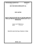 Tóm tắt Luận văn Thạc sĩ Quản lý công: Quản lý nhà nước đối với trường mầm non công lập trên địa bàn quận Thanh Xuân, thành phố Hà Nội