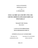 Luận văn Thạc sĩ Tài chính ngân hàng: Nâng cao hiệu quả chi tiêu công cho Chương trình xóa đói giảm nghèo tại tỉnh Nghệ An