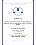 Summary of Phd thesis Finance – Banking: The profitability of Vietnamese commercial banks in the context of the world economic crisis