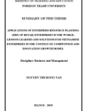 Summary of PhD thesis: Applications of enterprise resource planning (ERP) of retail enterprises in the world: Lessons learned and solutions for Vietnamese enterprises in the context of competition and innovation growth model