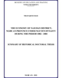 Summary of Historical Doctoral Thesis: The economy of Nam Dan District, Nghe An Province under Nguyen dynasty during the period 1802 - 1884