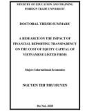 Doctoral thesis summary International Economics: A research on the impact of financial reporting transparency on the cost of equity capital of Vietnamese listed firms