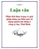 Luận văn: Phân tích thực trạng và giải pháp nâng cao hiệu quả sử dụng nguồn lao động ở công ty đay Thái Bình