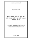 Luận văn Thạc sỹ Quản lý kinh tế: Quản lý Nhà nước về lĩnh vực Công nghệ thông tin trên địa bàn tỉnh Hà Giang