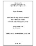 Tóm tắt Luận án Tiến sĩ Công tác xã hội: Công tác xã hội hỗ trợ sinh kế đối với người nghèo từ thực tiễn tỉnh Quảng Ninh