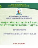 Luận văn thạc sỹ khoa học chuyên ngành quản trị kinh doanh: Hoàn thiện công tác quản lý đại lý tại công ty TNHH Prudential Việt Nam