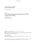 Accounting undergraduate Honors theses: The determinants and consequences of CEO cheap stock in ipos