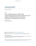 Accounting undergraduate Honors theses: Does analyst experience affect their understanding of non financial information? An analysis of the relation between patent information and analyst forecast errors