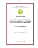 ĐỀ TÀI PHÂN TÍCH CÁC YẾU TỐ ẢNH HƯỞNG  ĐẾN ĐỘNG LỰC LÀM VIỆC CỦA NHÂN VIÊN CÔNG TY CỔ PHẦN DU LỊCH AN GIANG 