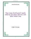 Chuyên đề thực tập tốt nghiệp - Đề tài: Thực trạng vấn đề quản lý nguồn nhân lực của công ty dệt may xuất khẩu Thành Công