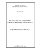 Luận văn Thạc sĩ Khoa học: Bài toán truyền nhiệt và lời giải trong phần mềm Mathematica