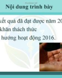 Bài thuyết trình: Báo cáo cập nhật hoạt động nhóm kỹ thuật sức khỏe môi trường