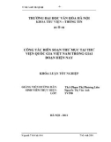 Tóm tắt Khóa luận tốt nghiệp khoa Thư viện - Thông tin: Công tác biên soạn thư mục tại Thư viện Quốc gia Việt Nam trong giai đoạn hiện nay