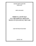 Tóm tắt Luận văn Thạc sĩ Luật học: Nhiệm vụ, quyền hạn của viện kiểm sát nhân dân trong tố tụng dân sự Việt Nam