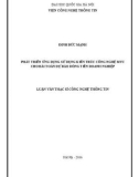 Luận văn Thạc sĩ Công nghệ Thông tin: Phát triển ứng dụng sử dụng kiến trúc công nghệ MVC cho bài toán dự báo dòng tiền doanh nghiệp