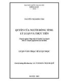 Luận văn Thạc sĩ Luật học: Quyền của người đồng tính - Lý luận và thực tiễn